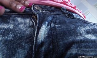 Horny brunette trans Paris Pirelli is having anal sex for the first time