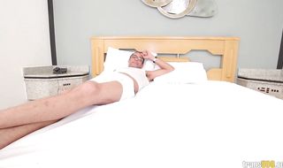 Naughty tranny Camila Poskam got fucked in the bum until he started moaning and then he sucked dinky