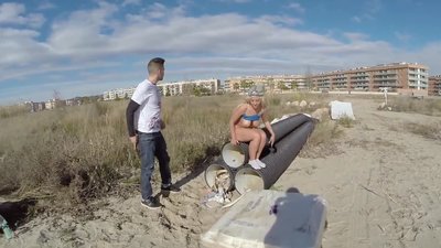 Sultry chick with round tits isn't shy to rub clitoris in front of her curious partner. He licks her wet snatch on pipes and she returns the favour by