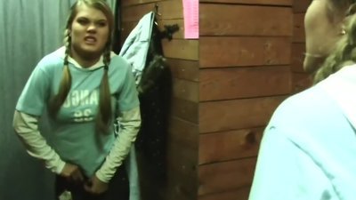 The sexually excited bloke is following this enjoyable blonde everywhere with his camera. Right now they are in the changing booth, and he managed to