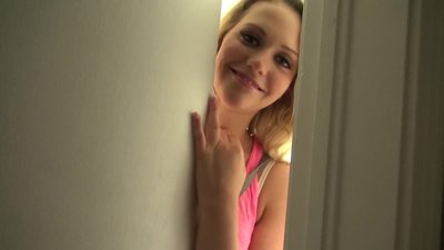 Curvy babe in skimpy garments gets boyfriend horny while flashing that large moist butt. She's quickly on knees and performs a blowjob which gets hung