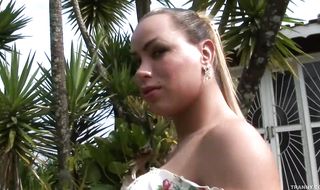 Sultry blonde transexual likes anal sex a lot which makes male the happiest